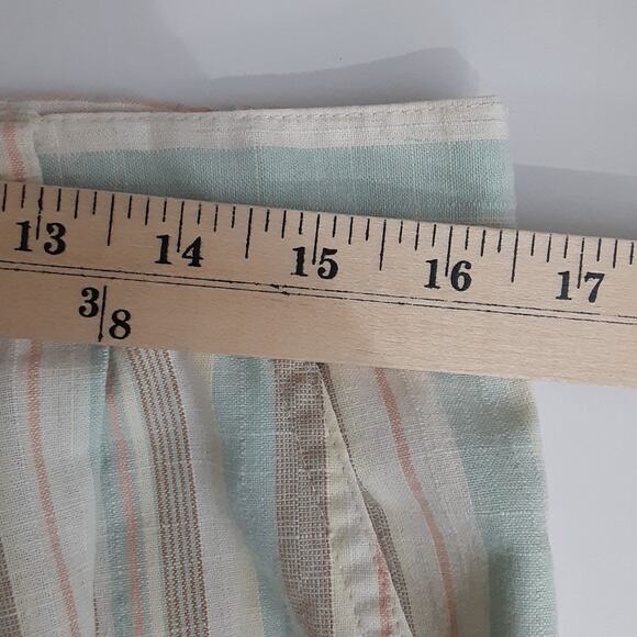 Vintage 80s Linen Blend Board Short Pastel Stripe Bermuda Shorts Beach Resort - Picture 9 of 12